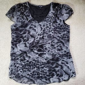 Apt 9 blouse sleeveless gray sequin size L
